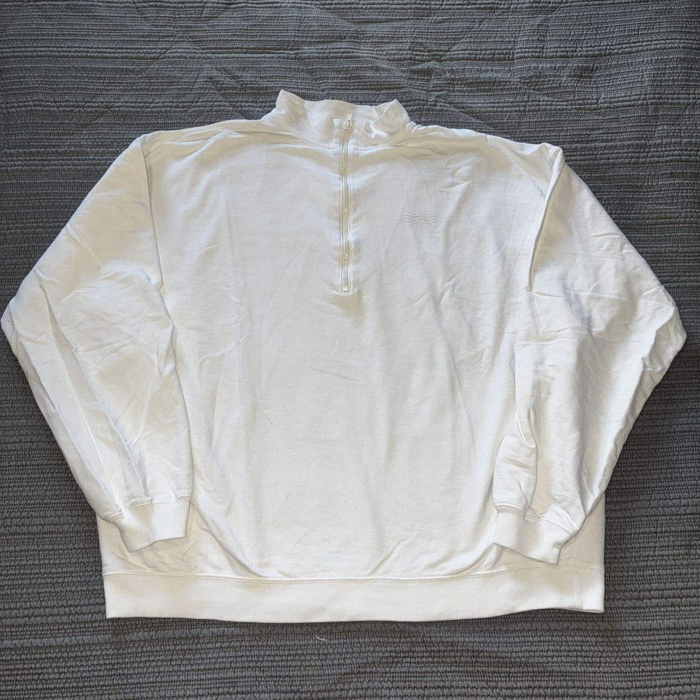 Vintage Izod Lacoste Quarter Zip Sweatshirt Mens XL White 100% Pima Cotton Peru